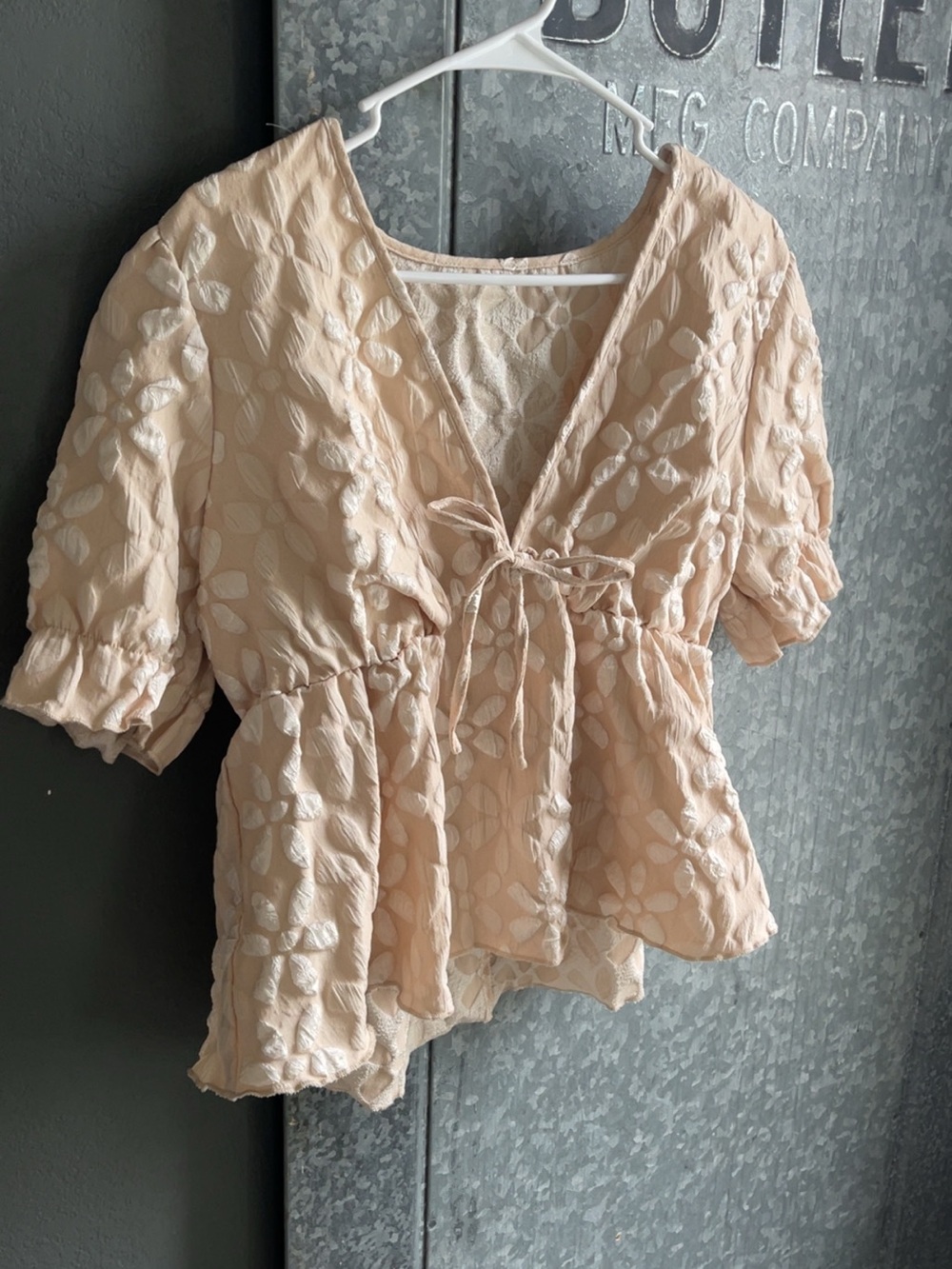 SHEIN Floral Tie-Front Peplum Blouse